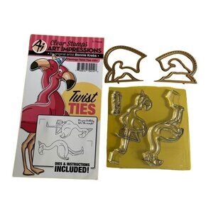 Art Impressions Flamingo Twist Ties Clear Stamp & Die Set 4984 New Craft Tool